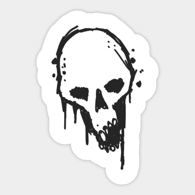 Melting New School Skull Original Art Sticker by ckandrus